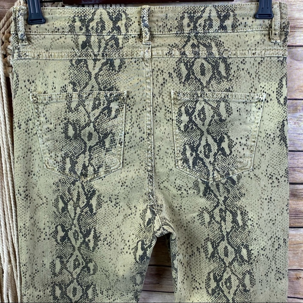 Zara | Snake Python Print Denim Raw Hem High Rise… - image 6